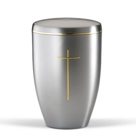 Stahlurne ZIHESTA, Goldband Gold Stripdome Kreuz