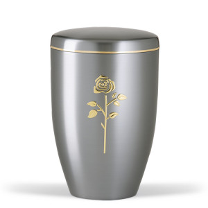 Stahlurne ZIHESTA, Goldband Gold Stripdome Rose