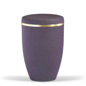 Stahlurne, Violett Velours, Goldband gebürstet