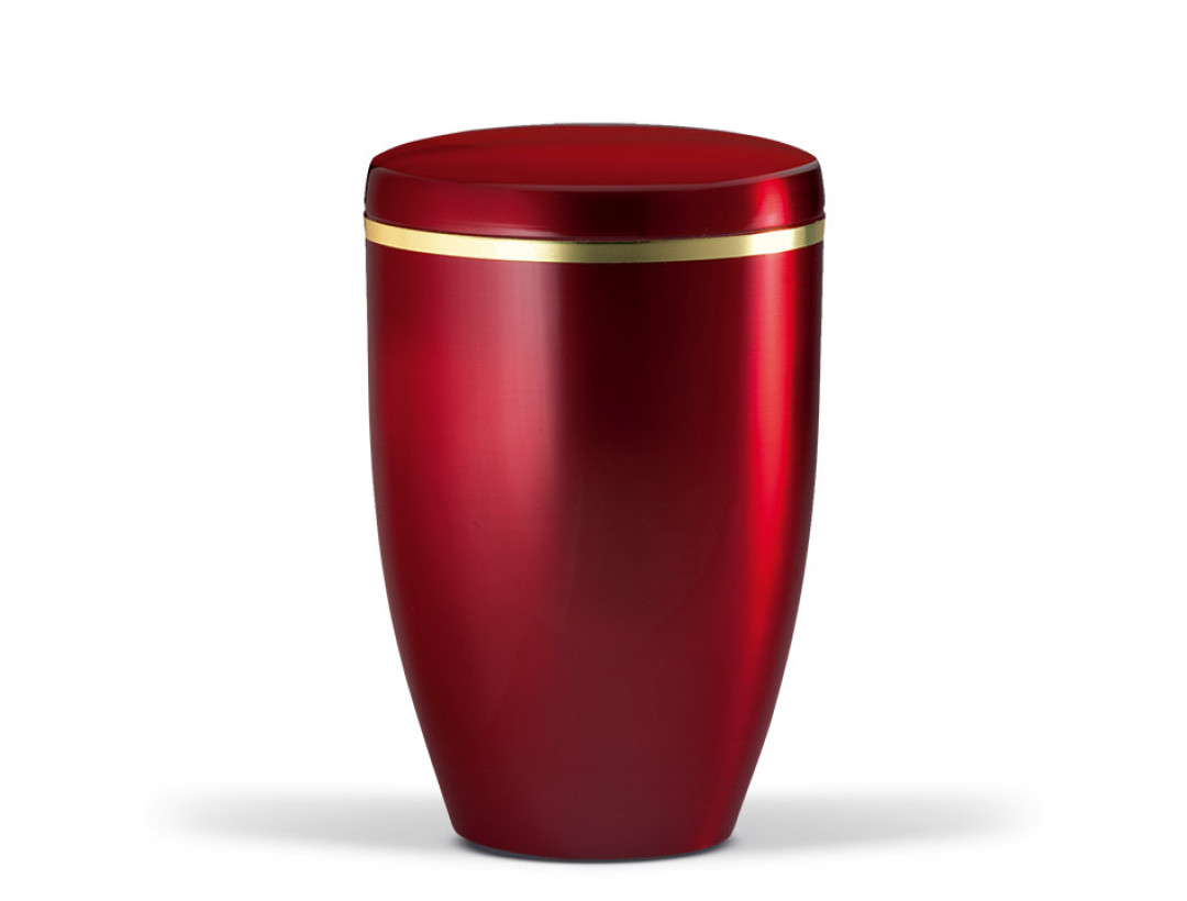 Stahlurne, Weinrot Goldband gebürstet