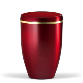 Stahlurne, Weinrot Goldband gebürstet