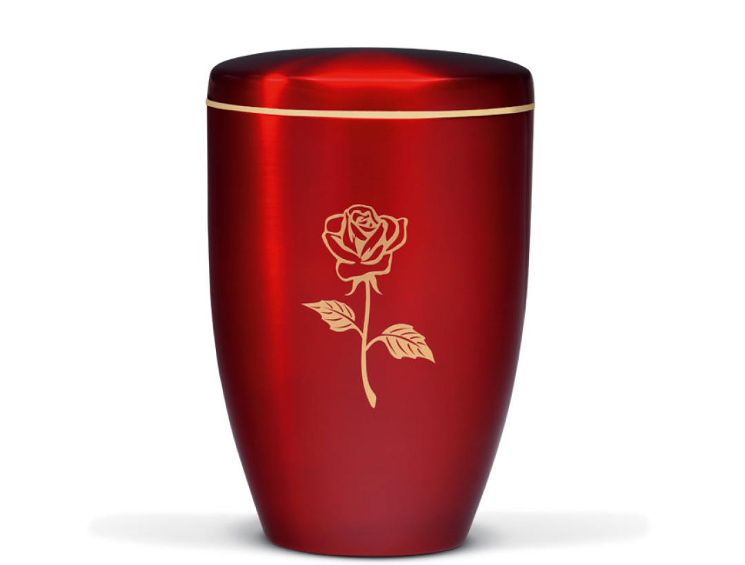 Stahlurne, Weinrot, Goldband Moderne Rose gold