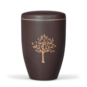 Stahlurne, Fume Braun, Goldband, Moderner Baum