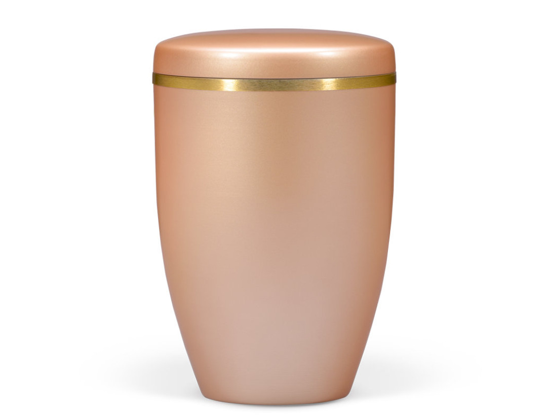 Stahlurne, Fishsilber Apricot, Goldband gebürstet