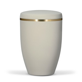 Stahlurne, Hell Beige Velours, Goldband gebürstet