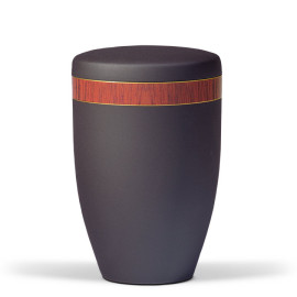 Stahlurne, Anthrazit Velours, Dekorbandr: Zebrano Holzoptik