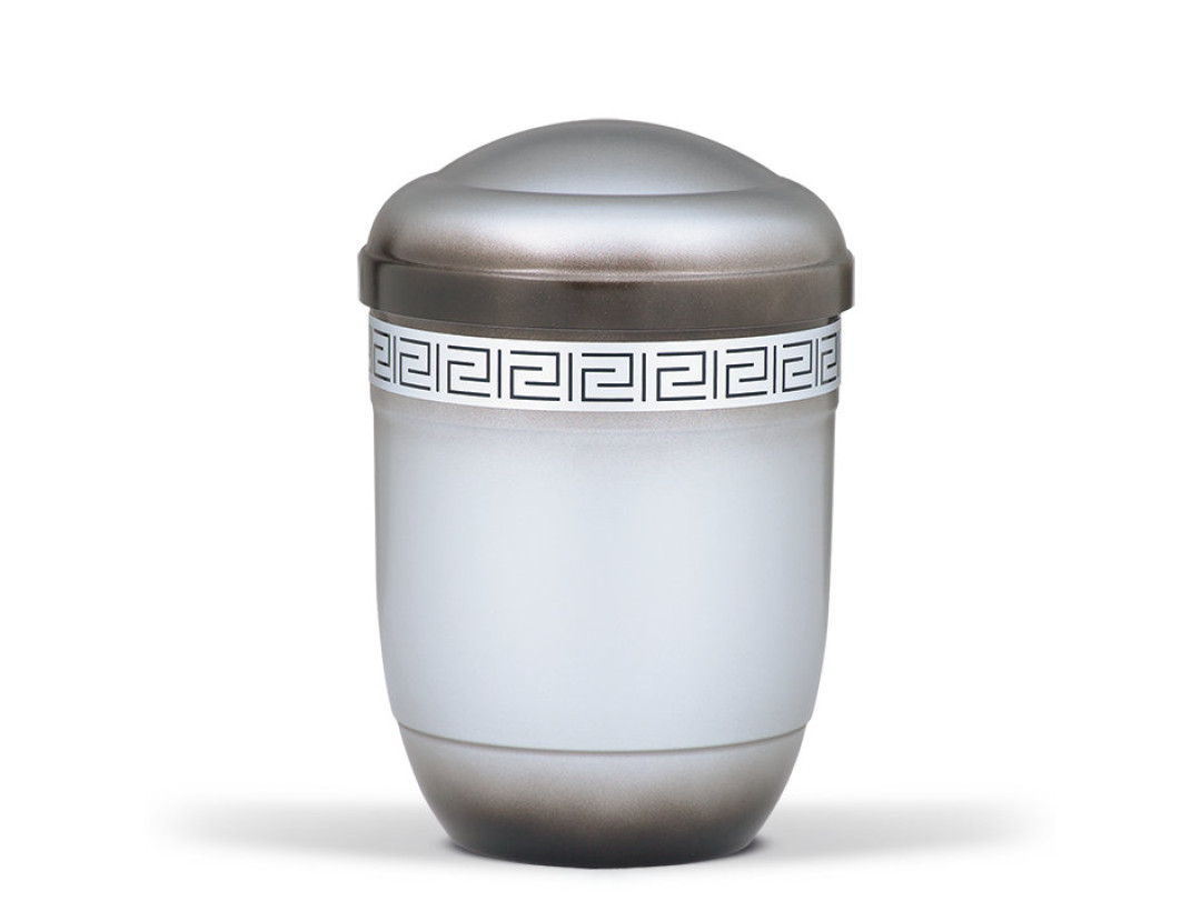 Stahlurne, Silber, Schwarz Patiniert Dekorband