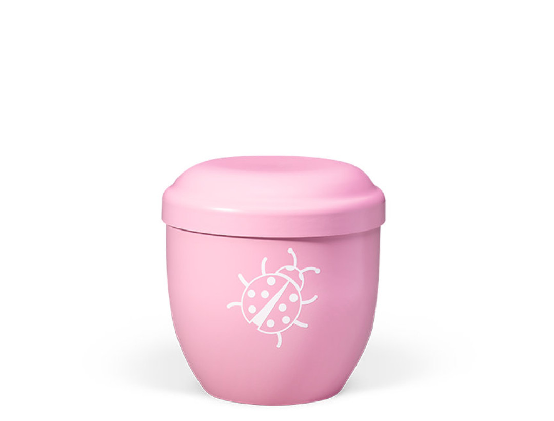 Naturstoff Kleinurne, Rosa, Dekor Marienkäfer Weiß Verschlußdeckel,H:ca.18cm/D:ca.17cm inkl. seitl. Versenkbändern