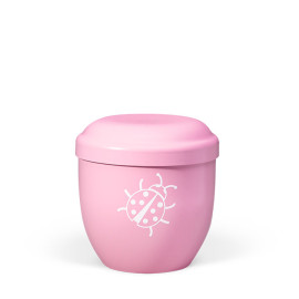 Naturstoff Kleinurne, Rosa, Dekor Marienkäfer Weiß Verschlußdeckel,H:ca.18cm/D:ca.17cm inkl. seitl. Versenkbändern