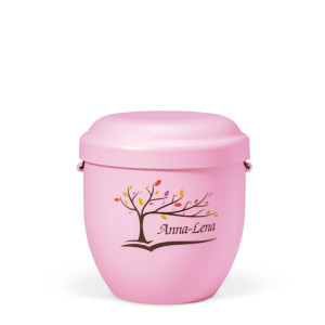 Naturstoff Kleinurne, Rosa Dekor Baum mit Name
(Name Individualsierbar)
Verschlußdeckel