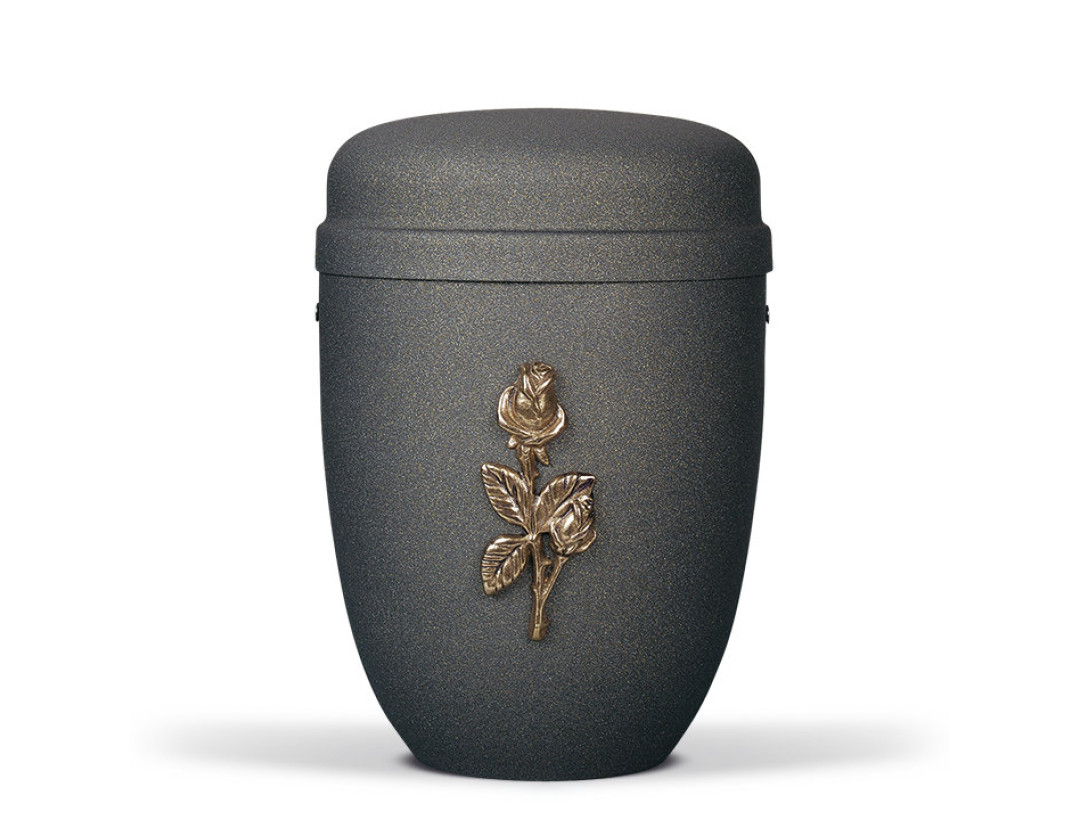 Stahlurne, Grau Anthrazit Velours Antik Design Mess.Rosenzweig