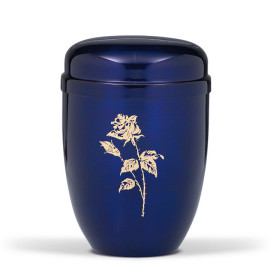 Stahlurne, Kobalt Blau, Goldrose