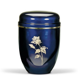 Stahlurne, Kobalt Blau, Goldrose Goldband