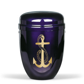 Stahlurne, Kobalt Blau, Gold Anker