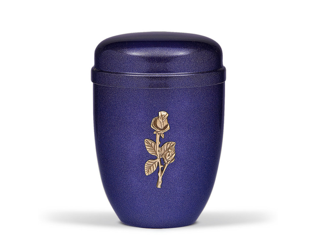 Stahlurne, Kobalt Blau Perlmutt Massiv Messing Rosenzweig