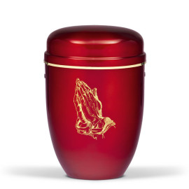 Stahlurne, Weinrot, Betende Dürer Hände, Goldband