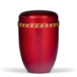 Stahlurne, Weinrot, Blätter Bordüre