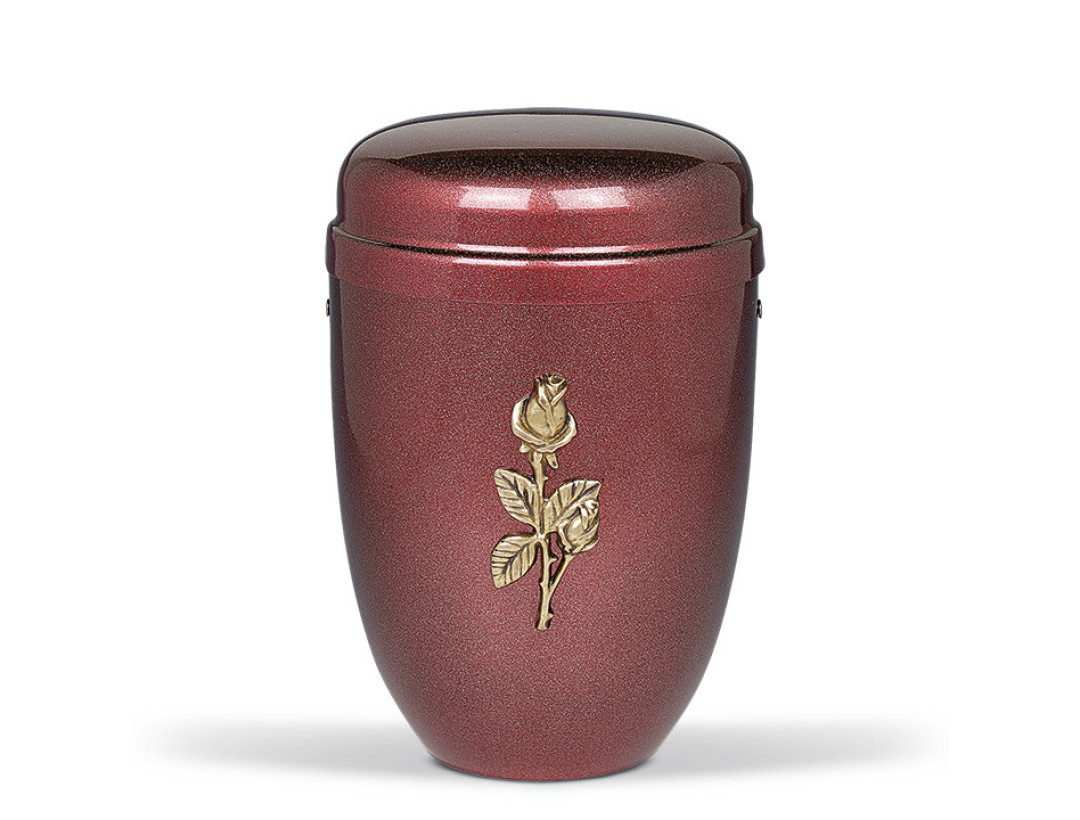 Stahlurne, Weinrot Perlmutt Mess. Rosenzweig