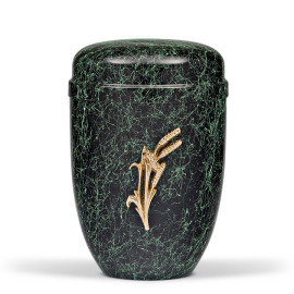 Stahlurne, Grün patiniert Mess. Ähre