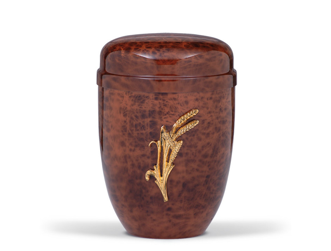 Stahlurne, Wurzelholzdesign Mess. Ähre