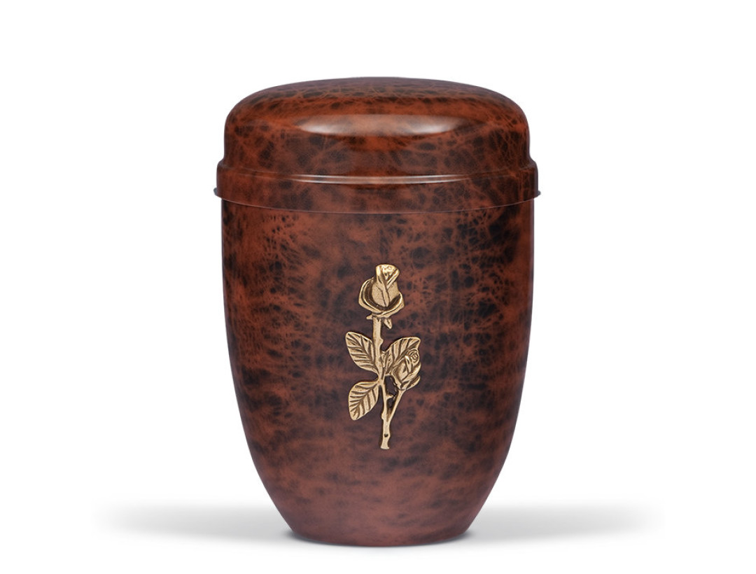 Stahlurne, Wurzelholzdesign Mess. Rosenzweig