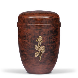 Stahlurne, Wurzelholzdesign Mess. Rosenzweig