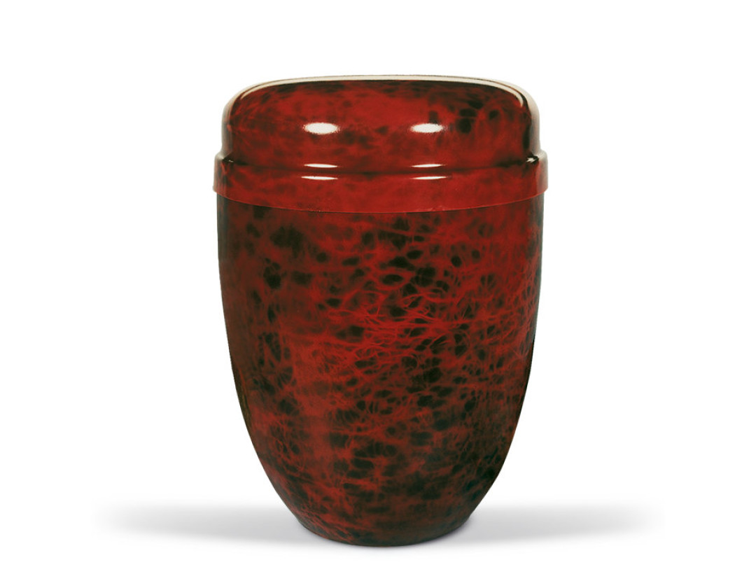 Stahlurne, Weinrot, Wurzelholzdesign