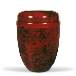 Stahlurne, Weinrot, Wurzelholzdesign