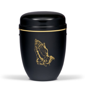 Stahlurne, Schwarz, Bet. Hände Goldband