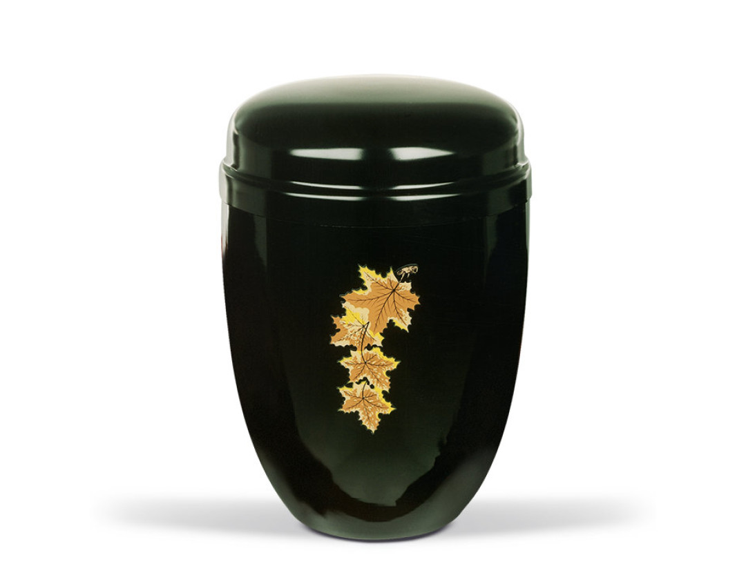 Stahlurne, Schwarz, Ahornblätter Emblem