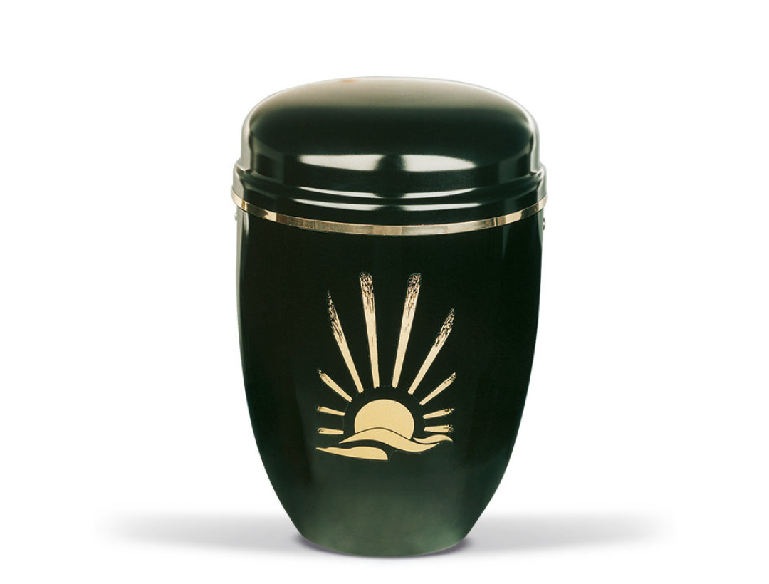 Stahlurne, Schwarz, Goldsonne Goldband