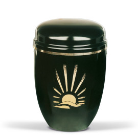 Stahlurne, Schwarz, Goldsonne Goldband