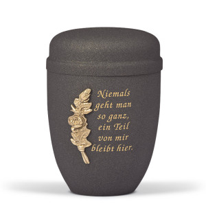 Stahlurne, Grau Anthrazit Velours Antik Design, Mess. Rosenbund, Text Nr. 4