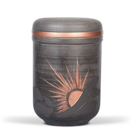 Keramikurne schwarz, Aufgehende Sonne