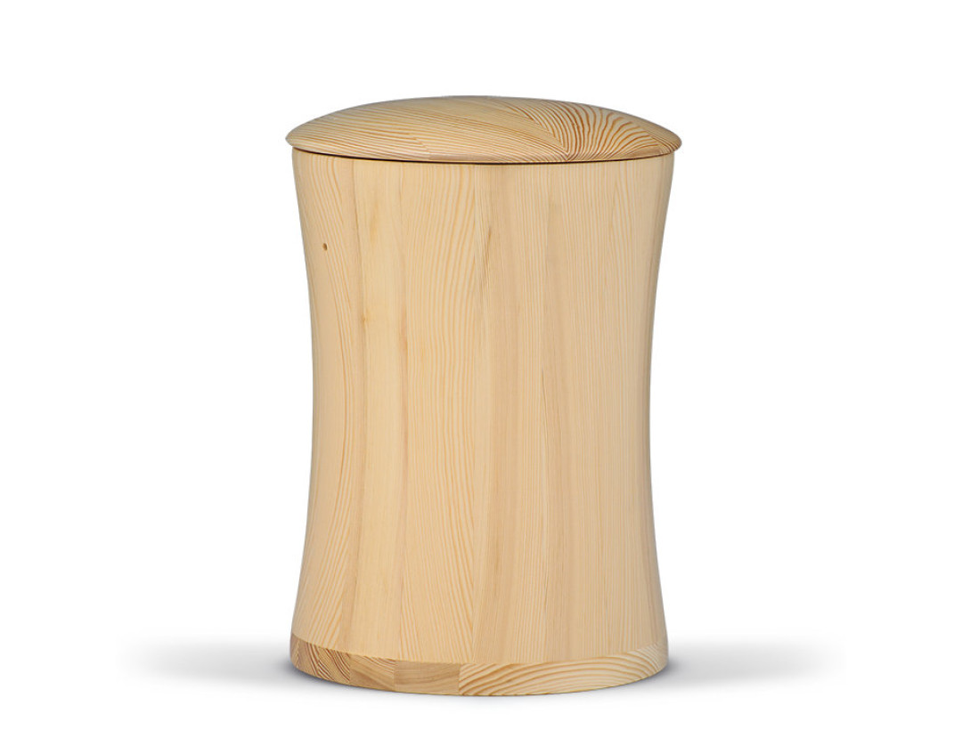 Holzurne, Kiefer Natur, Gedrechselt, gewachst, Hohlform,