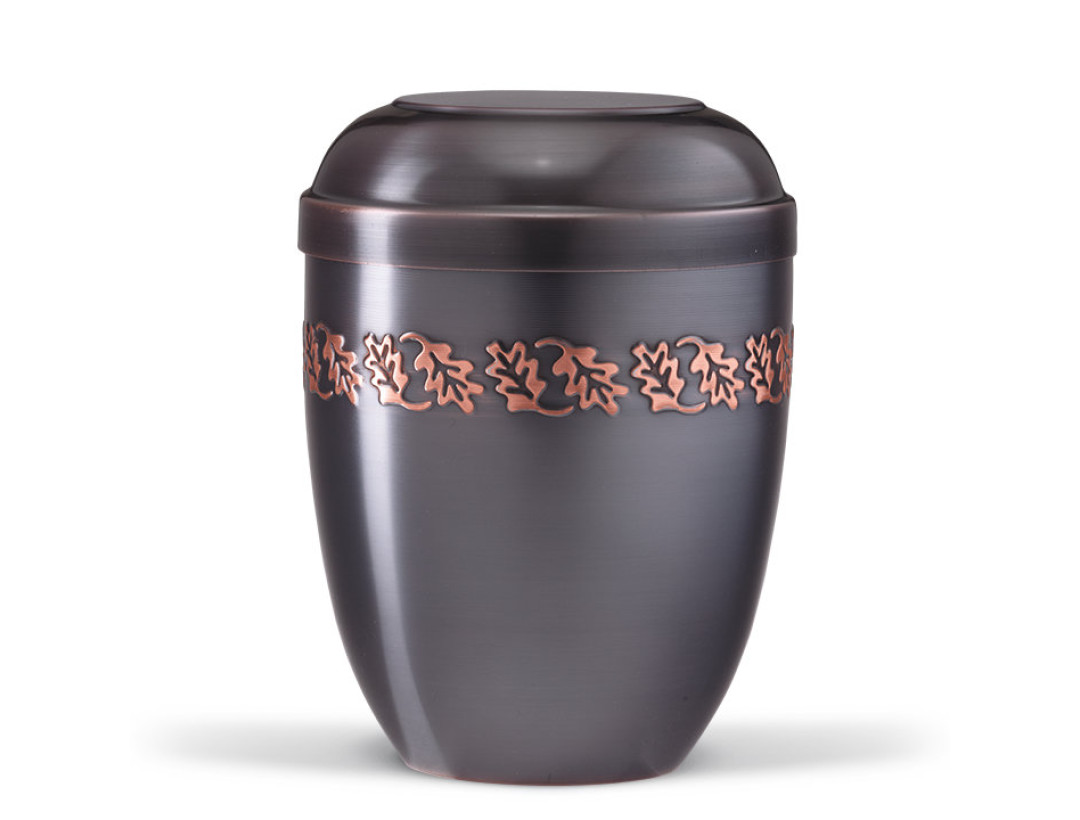 Urne-CUPATAN, Dunkel gefärbt, Eichenlaubdekor a. Korpus