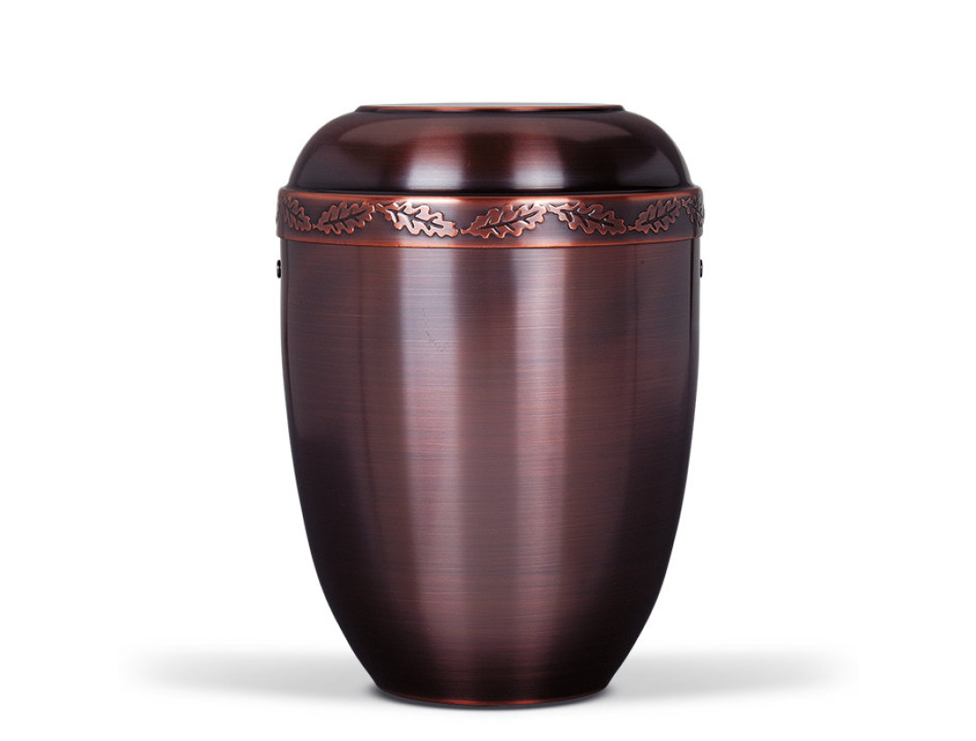 Urne-CUPATAN, Brüniert, Eichenlaubprägung am Deckel