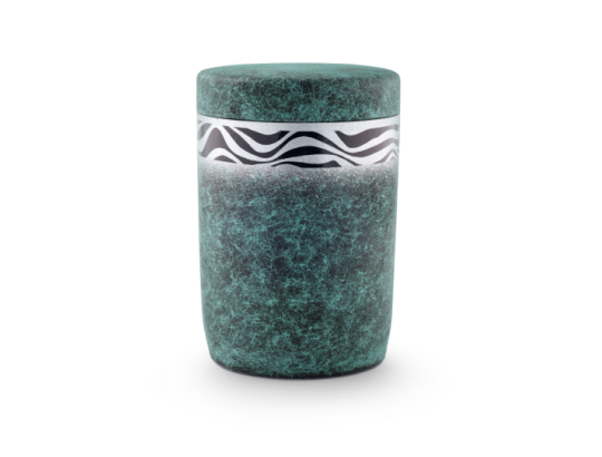 Seeurne, Tonolith-Anhydrit, grün spritzpatiniert, Dekor