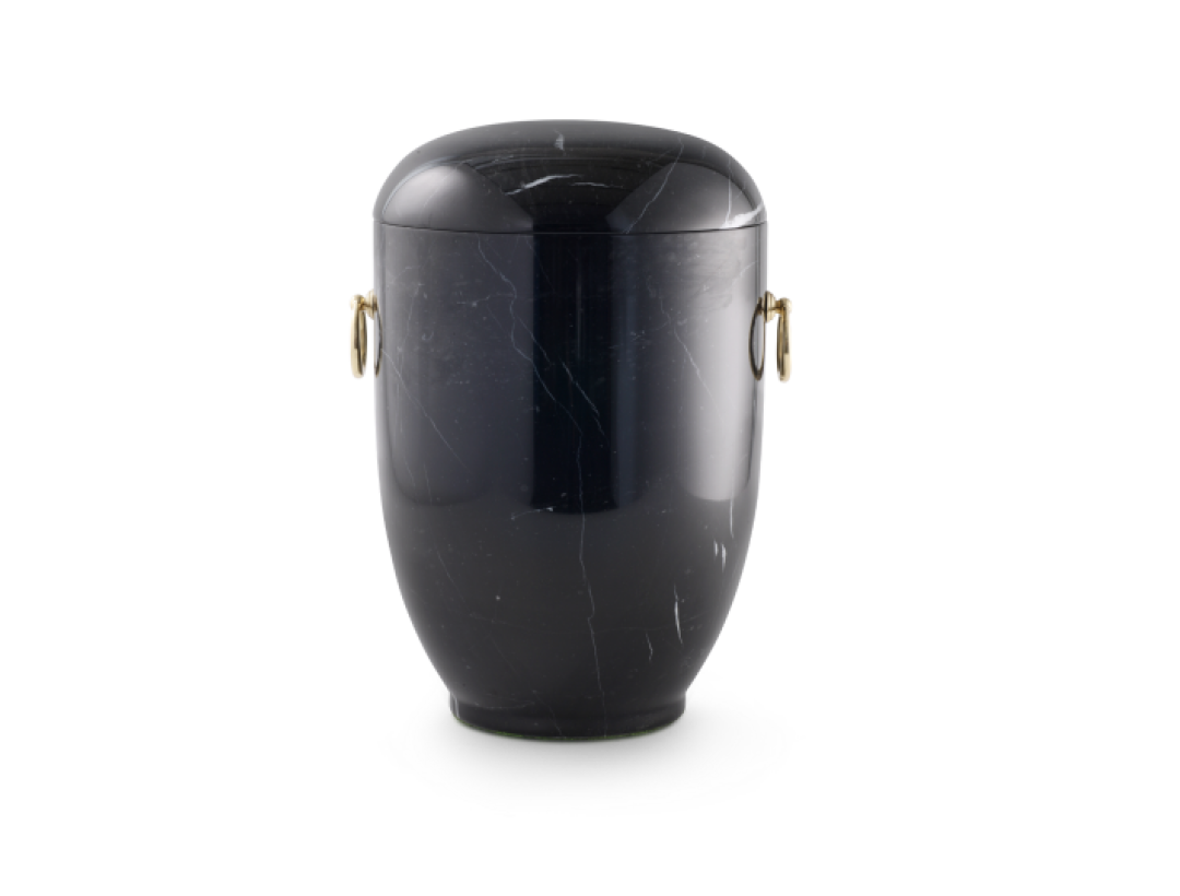 Marmor schwarz, gedreht und innen und außen poliert -passende Aschekapsel incl.- Marmor schwarz, gedreht und innen und außen poliert -passende Aschekapsel incl.-