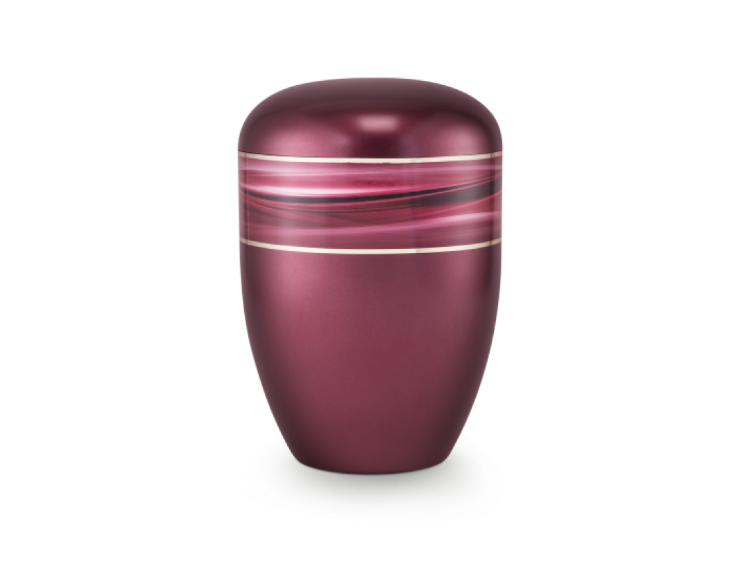 Edition Wave, perlmutt weinrot, Motiv Wellen, Goldstreifen, biol. abbaub. Edition Wave, perlmutt weinrot, Motiv Wellen, Goldstreifen, biol. abbaub.