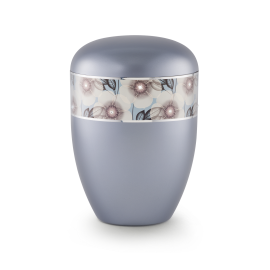 Edition Wave, perlmutt stahlgrau, Blumen-Dekor mit feinen Kristallen, Silberstreifen, biol. abbaub. Edition Wave, perlmutt stahlgrau, Blumen-Dekor mit feinen Kristallen, Silberstreifen, biol. abbaub.