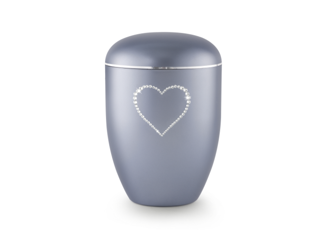 Edition Karat, perlmutt stahlgrau, Herz aus Kristallen, biol. abbaub. Edition Karat, perlmutt stahlgrau, Herz aus Kristallen, biol. abbaub.