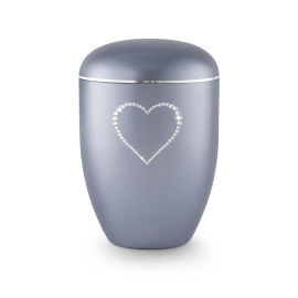 Edition Karat, perlmutt stahlgrau, Herz aus Kristallen, biol. abbaub. Edition Karat, perlmutt stahlgrau, Herz aus Kristallen, biol. abbaub.