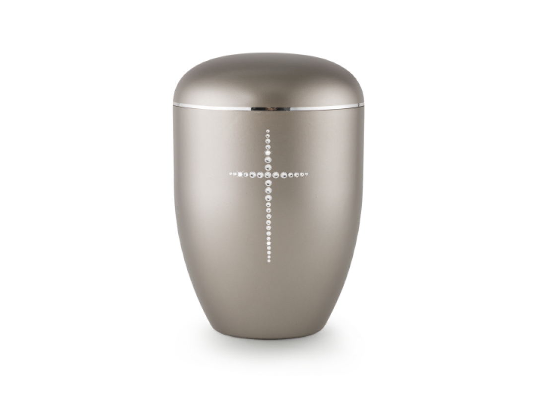 Edition Karat, perlmutt fumé, Kreuz aus Kristallen, biol. abbaub.