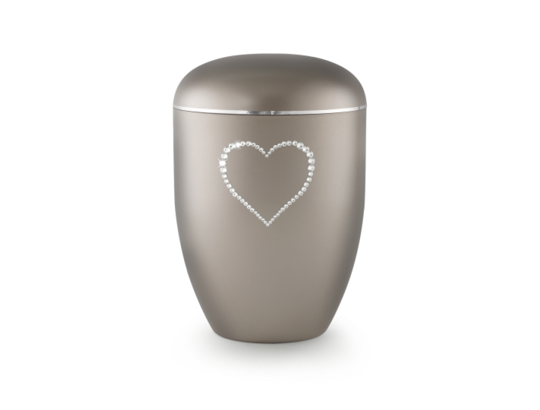 Edition Karat, perlmutt fumé, Herz aus Kristallen, biol. abbaub.