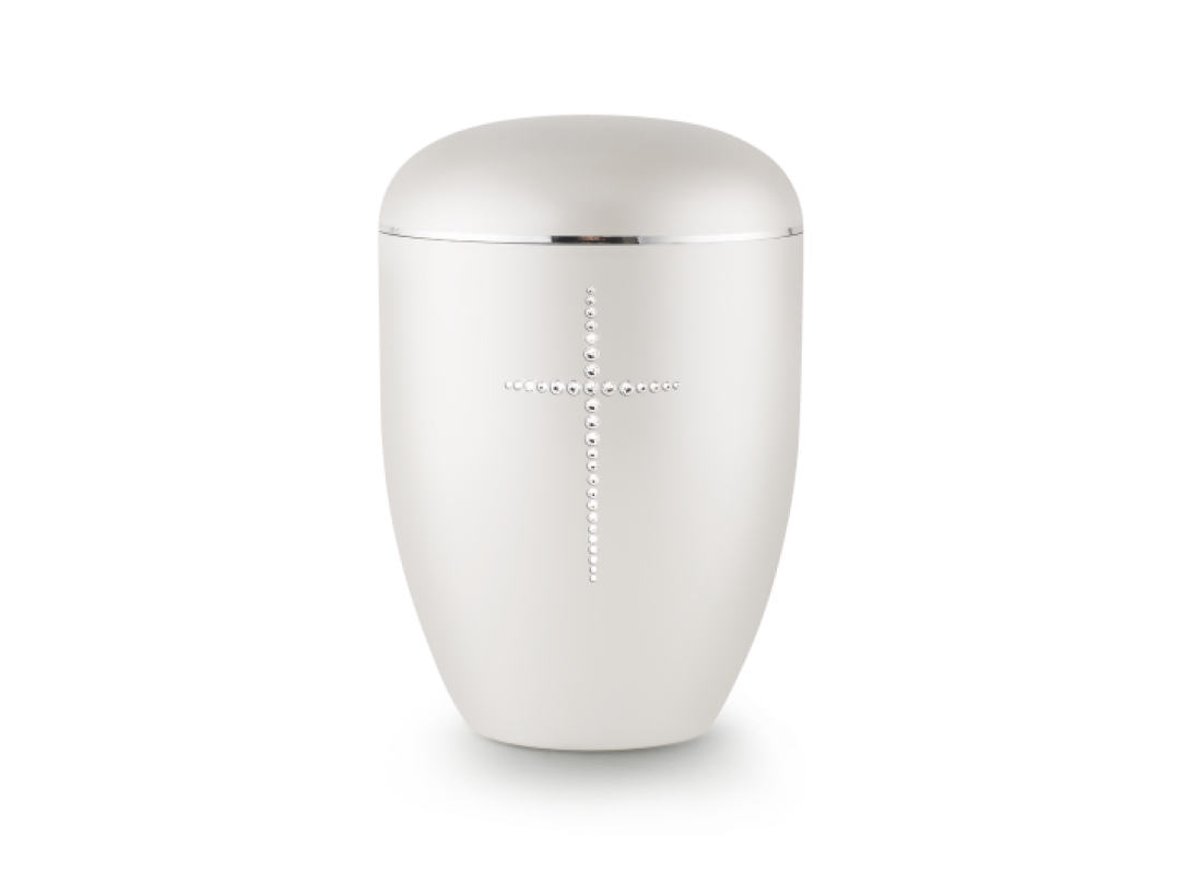 Edition Karat, perlmutt, Kreuz aus Kristallen, biol. abbaub. Edition Karat, perlmutt, Kreuz aus Kristallen, biol. abbaub.