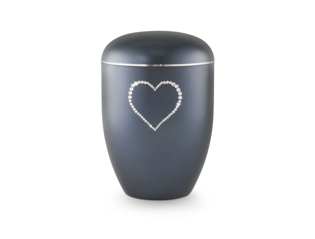 Edition Karat, perlmutt mitternachtsblau, Herz aus Kristallen, biol. abbaub.