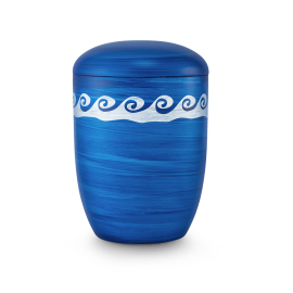 Edition Seeurnen, ozeanblau handbemalt, Wellendekor, Anhydrit-Tonolith Edition Seeurnen, ozeanblau handbemalt, Wellendekor, Anhydrit-Tonolith