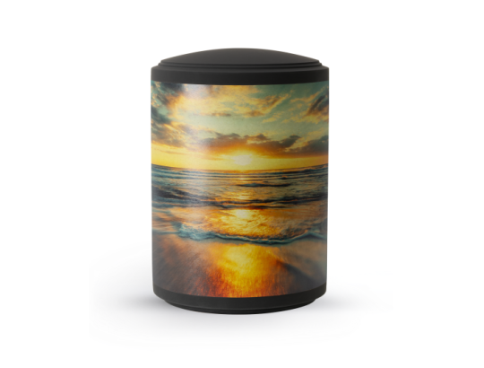Edition Mare, Samton schwarz, Sonnenuntergang, Band aus Pflanzenfasern, Anhydrit-Tonolith