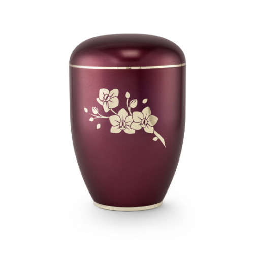 Edition Creatio, perlmutt weinrot, Fuß poliert, Orchidee